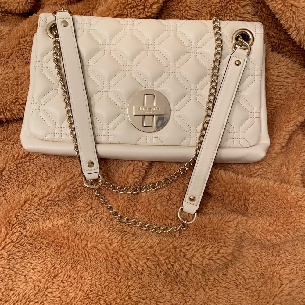 kate spade White Quilted Chain Shoulder Bag